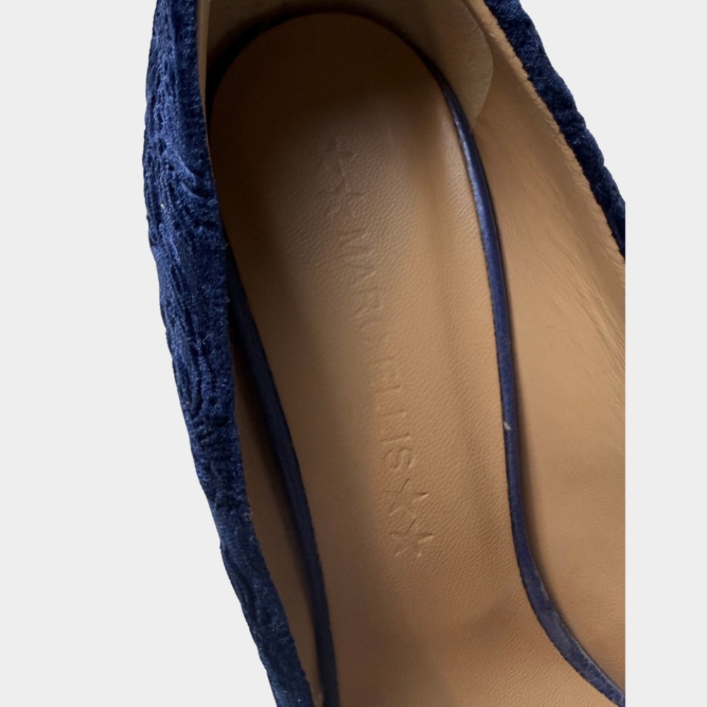 Marc Ellis Deep Navy Crushed Velvet Floral embossed Pump Size 40 Made in Italy - Picture 4 of 9